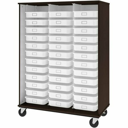I.D. SYSTEMS 67'' Tall Midnight Maple Mobile Open Storage Cabinet with 36 3 1/2'' Trays 80274Z67023 538274Z67023